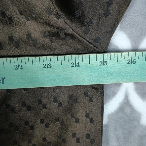 John Master Shirt Mens XL Brown Yellow Batik Long Sleeve Silky Peach Button Up - Picture 6 of 10